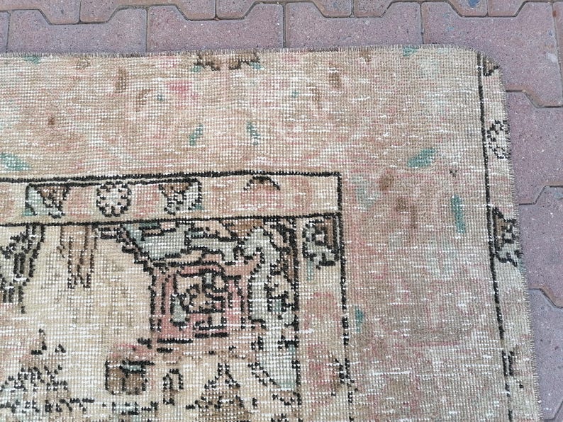 Boho Turkish Rug, Floral Rug, Stair Rug, Kitchen Rug, Mats For Laundry, Floor Rug, Vintage Rug, Area Rug, Rustic Rug, 3.3 x 8.3 ft, GR 3210