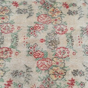 Oushak rug, Turkish rug, Floral mat, Vintage rug, Bath mat, Accent rug, Handmade Rug, Bedroom Rug, Bohemian Rug, Wool rug, 3x5.2 ft, GR 2955 image 4