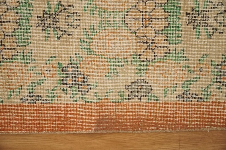 Floral Turkish Rug , Oushak Area Rug , Boho Rug , 3.7 x 6.6 feet , Hand Made Rug , Wool Rug , Living Room Rug , Turkey Rug , GR 912 image 6