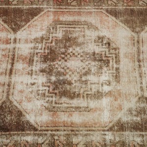 Chocolate Brown Rug, Quality Oushak Area Rug, Aztec Design Rug, Runner Rug, Vintage Rug, Bathroom Floor Rug, 3.2 x 8.5 feet, GR 1235 image 6