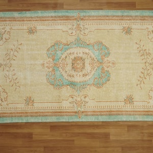turkish rug, oushak rug, vintage area rug, wool rug, bohemian rug, living room rug, bedroom rug, low pile rug