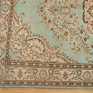 Oriental Oushak Rug, Pink Blue Rug, Bed Side Rug, Ornate Rug, Turkish Rug, Saloon Rug, Vintage Rug, Hand Knotted Rug, 5.9x9.7 Ft, GR 1935