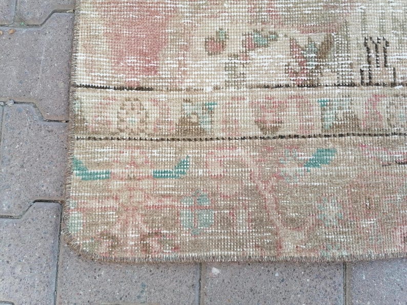 Boho Turkish Rug, Floral Rug, Stair Rug, Kitchen Rug, Mats For Laundry, Floor Rug, Vintage Rug, Area Rug, Rustic Rug, 3.3 x 8.3 ft, GR 3210