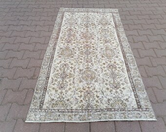 housewarming rug, oushak rug, exotic turkish rug, woven rug, vintage rug, floral rug, office rug, art decor rug, 3.5 x 6.4 Feet, GR 3113