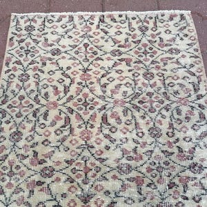 Low Pile Mat, Turkish Rug, Front Door Rug, Paisley Rug, Vintage Rug, Bath Mat, Oushak Runner, Carpet Mat, Small Rug, 2.1 x 4.6 ft, GR 3428