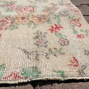 Oushak rug, Turkish rug, Floral mat, Vintage rug, Bath mat, Accent rug, Handmade Rug, Bedroom Rug, Bohemian Rug, Wool rug, 3x5.2 ft, GR 2955 image 9