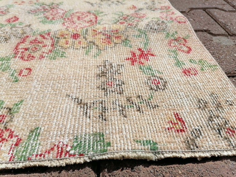 Oushak rug, Turkish rug, Floral mat, Vintage rug, Bath mat, Accent rug, Handmade Rug, Bedroom Rug, Bohemian Rug, Wool rug, 3x5.2 ft, GR 2955 image 9