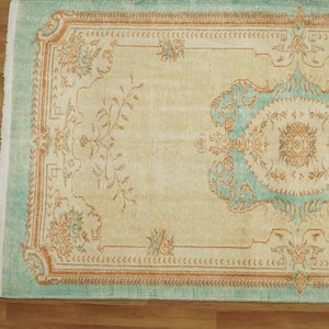 turkish rug, oushak rug, vintage area rug, wool rug, bohemian rug, living room rug, bedroom rug, low pile rug