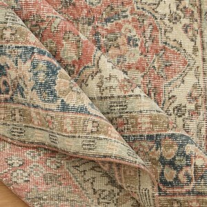 Oushak Area Rug, Stylish Rug, Organic Wool Rug, Turkish Rug, Under Bed Rug, Vintage Rug, Handknotted Rug, Pink Rug, 6.2 x 7.4 feet, GR 157 image 10