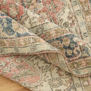 Oushak Area Rug, Stylish Rug, Organic Wool Rug, Turkish Rug, Under Bed Rug, Vintage Rug, Handknotted Rug, Pink Rug, 6.2 x 7.4 feet, GR 157 image 9