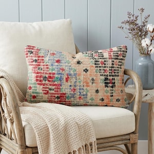 Colorful Tribal Plaid Pillow 8x16 | Vibrant Patchwork Turkish Sham