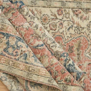 Oushak Area Rug, Stylish Rug, Organic Wool Rug, Turkish Rug, Under Bed Rug, Vintage Rug, Handknotted Rug, Pink Rug, 6.2 x 7.4 feet, GR 157 image 5