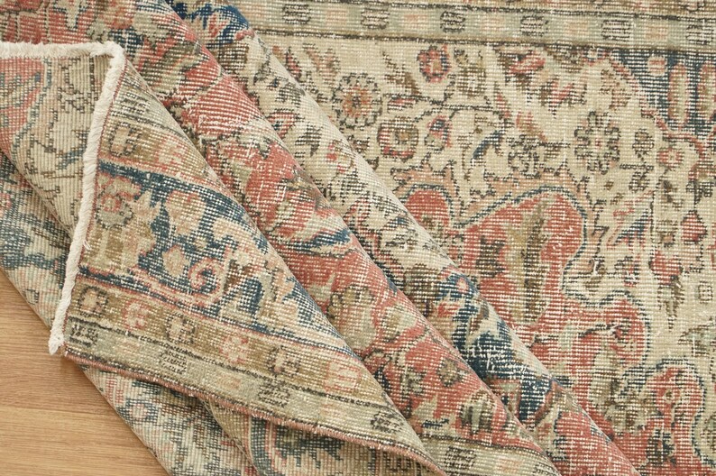 Oushak Area Rug, Stylish Rug, Organic Wool Rug, Turkish Rug, Under Bed Rug, Vintage Rug, Handknotted Rug, Pink Rug, 6.2 x 7.4 feet, GR 157 image 5