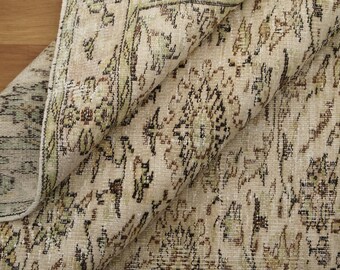 Low Pile Area Rug, Botanic Rug, Multicolor Rug, Framed Rug, Oushak Wool Rug, Vintage Turkish Rug, Dining Room Rug, 5.6x9 Ft, GR 4040