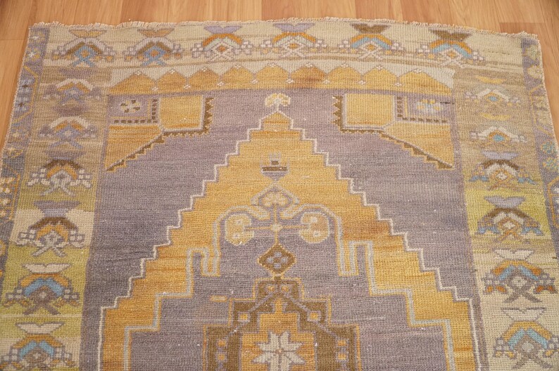 bohemian area rug, hand knotted rug, vintage rug, turkish rug, oushak rug, antique rug, muted color rug, living room rug, 3.3 x 5.1, GR 469 image 5