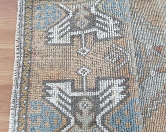 Layering rug, vintage small rug, decorative rug, adorable rug, farmhouse rug, rustic rug, area rug, traditional rug, 1.5 x 3.3 ft, GR 3770