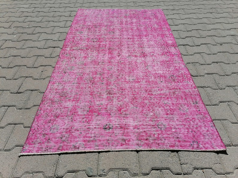 Pink Oushak Rug, Turkish Rug, Vintage Rug, Overdye Rug, Handmade Rug, Wool Rug, 3.5 x 6.2 feet, Boho Rug, Decorative Rug, GR 3090 image 1