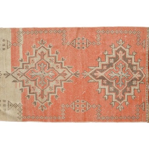 Pink Rug, Small Turkish Rug, Antique Rug, Bath Mat Rug, Floor Rug, Shower Rug, Miniature Rug, Vintage Rug, Oushak Mat, 2.5 x 4 ft GR 3603