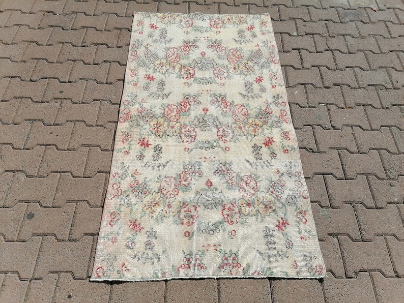 Oushak rug, Turkish rug, Floral mat, Vintage rug, Bath mat, Accent rug, Handmade Rug, Bedroom Rug, Bohemian Rug, Wool rug, 3x5.2 ft, GR 2955 image 8