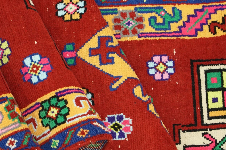 Alfombra Oushak vintage, alfombra de textura suave, alfombra gótica, alfombra de pasillo, alfombra de entrada, alfombra de boda, alfombra turca, corredor Herki, 3x11,1 pies, GR 3629 imagen 8