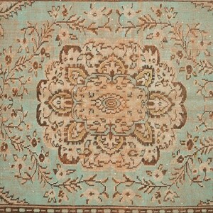 Oriental Oushak Rug, Pink Blue Rug, Bed Side Rug, Ornate Rug, Turkish Rug, Saloon Rug, Vintage Rug, Hand Knotted Rug, 5.9x9.7 Ft, GR 1935