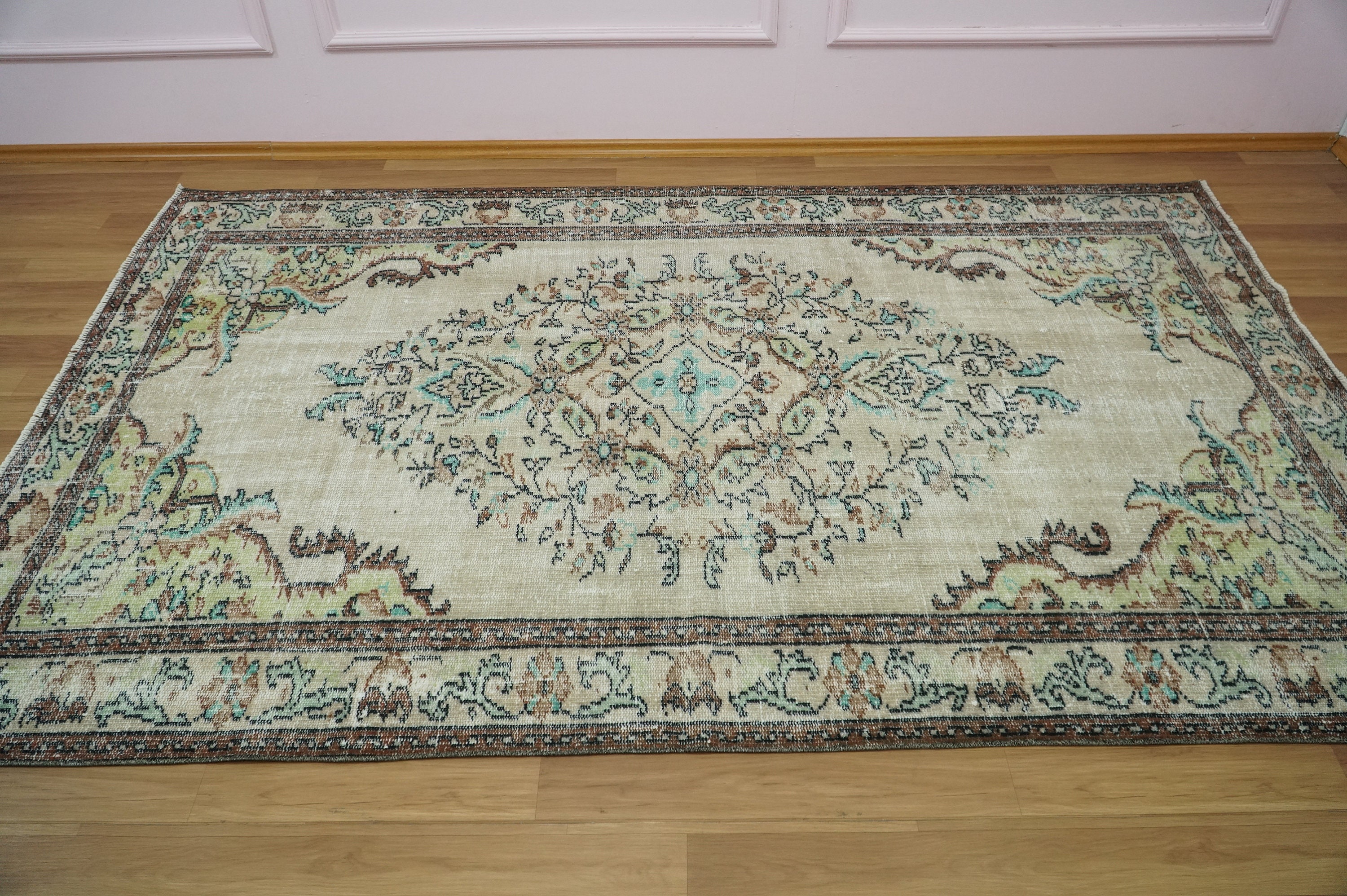 Green Turkish Rug Oushak Rug Area Rug 5.2 x 8.3 feet Etsy