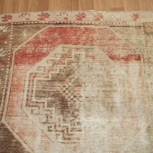 Chocolate Brown Rug, Quality Oushak Area Rug, Aztec Design Rug, Runner Rug, Vintage Rug, Bathroom Floor Rug, 3.2 x 8.5 feet, GR 1235 image 2