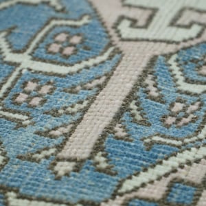 Pink Blue Rug, Living Room Rug, Vintage Turkish Rug, Milas Rug, Bedroom Rug, Antique Rug, Boho Decor Rug, 4.3x5.1 feet, Oriental Rug GR 1977