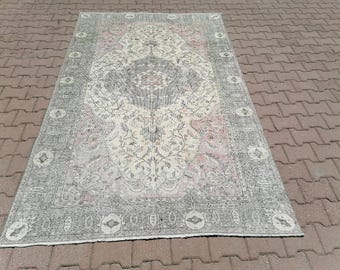 Vintage tapijt, Turks tapijt, karpet, antiek tapijt, wollen tapijt, 5,4 x 8,6 ft, handgemaakt tapijt, woonkamertapijt, boho-tapijt, versleten tapijt, GR 2921