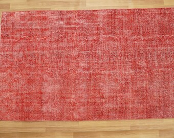 overdyed red rug, handmade rug, turkish rug, area rug, living room rug, bohemian rug, antique rug, boho rug, 5.2 x 8.3 feet, GR 2326