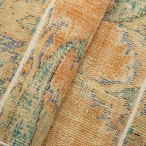 Orange Mini Rug, Retro Wool Rug, Foyer Doorway Mat, Vintage Turkish Rug, Nomadic Rug, Patchwork Yoga Mat, Interior Decor, 1.5x3 Ft, GR 4532
