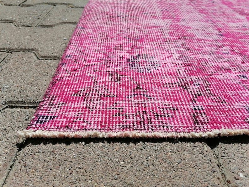 Pink Oushak Rug, Turkish Rug, Vintage Rug, Overdye Rug, Handmade Rug, Wool Rug, 3.5 x 6.2 feet, Boho Rug, Decorative Rug, GR 3090 image 8