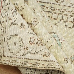 Geometric Design Rug, Vintage Rug, Oushak Rug, Hand Knotted Rug, Faded Rug, Turkish Rug, Pasoral Show Room Carpet, 5.3 x 8.8 feet, GR 2476 image 9