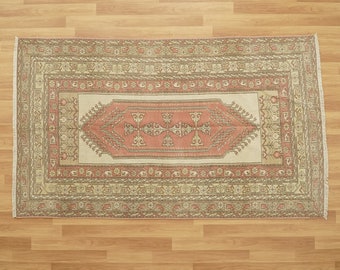 Oushak roze tapijt, traditioneel tapijt, milieuvriendelijk tapijt, tapijten voor de woonkamer, vintage Turks tapijt, eclectisch tapijt, vloerkleed, 4,8 x 7,9 ft, GR 329