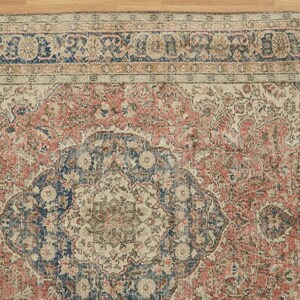 Oushak Area Rug, Stylish Rug, Organic Wool Rug, Turkish Rug, Under Bed Rug, Vintage Rug, Handknotted Rug, Pink Rug, 6.2 x 7.4 feet, GR 157 image 3
