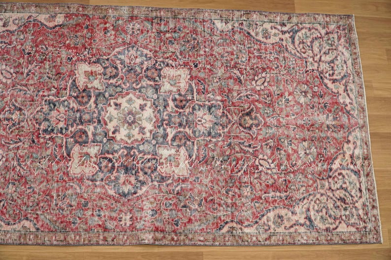 Antiker Türkischer Teppich, Handgeknüpfter Wollteppich, Vintage Teppich, Handgeknüpfter Wollteppich, Wollteppich, Handgeknüpft Bild 7