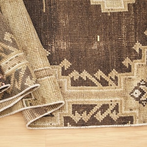 Oushak Wool Rug, Antique Rug Fragment, Handmade Turkish Rug, Soft Pile Rug, Hallway Rug, 2.7x9.7 ft, Treads Runner Rug, Vintage Rug, GR 865