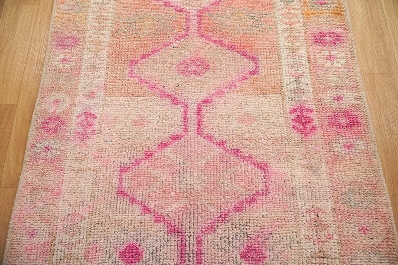 Blush Pink Rug, Handmade Runner Rug, Kitchen Rug, Herki Runner Rug