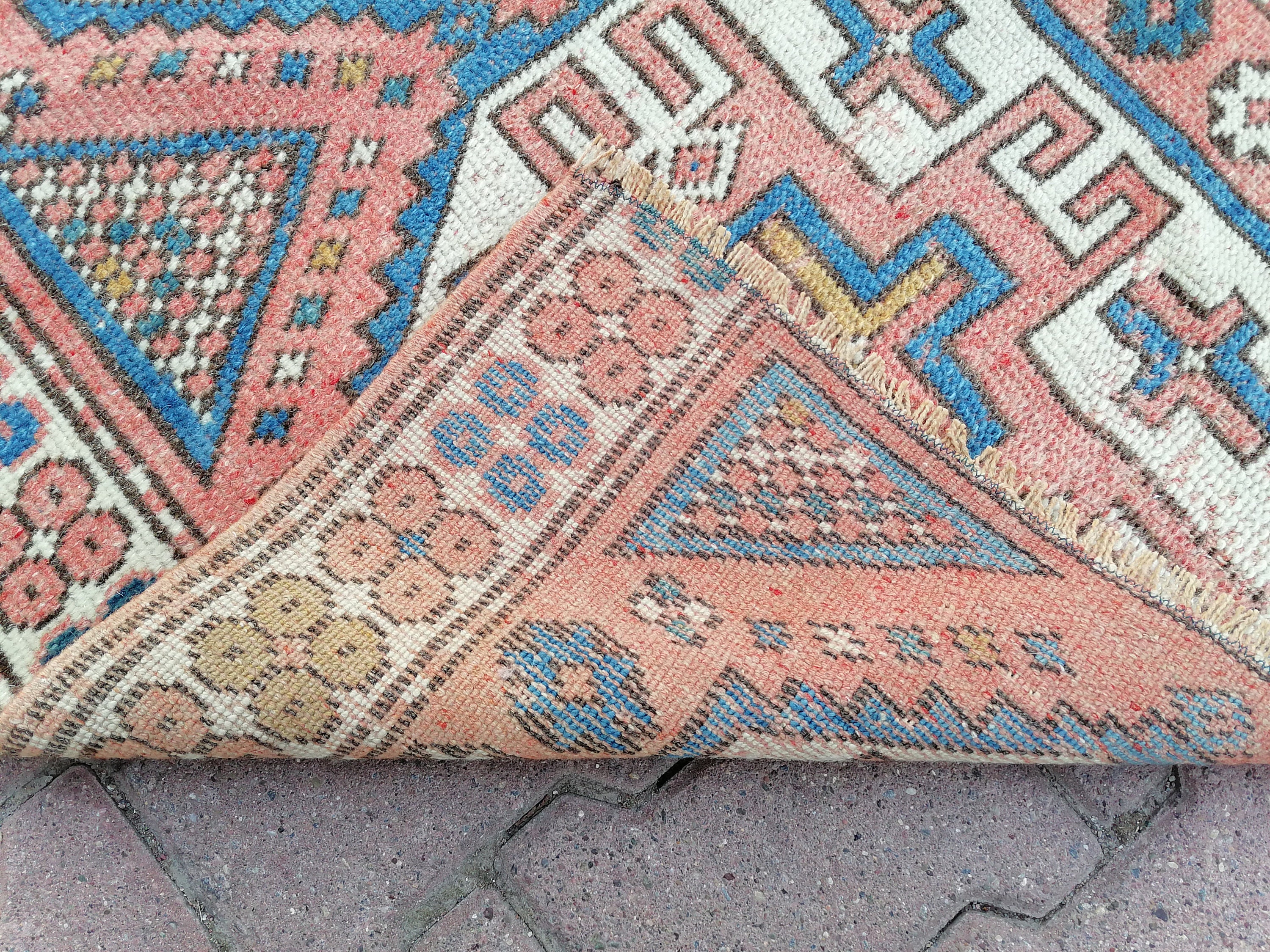 ラグ ヴィンテージラグ トルコラグ トルコラグ シャビーレッド 194×112ボタニカル トルコ