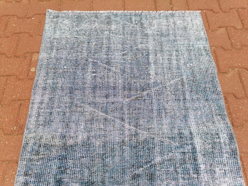 Handgemaakt tapijt, outdoor hardloper, blauw tapijt, kustkleed, wasmat, tapijt voor kinderen, vintage tapijt, overdyed tapijt, Turks tapijt, 3,1 x 7,7 ft GR 3442 afbeelding 6