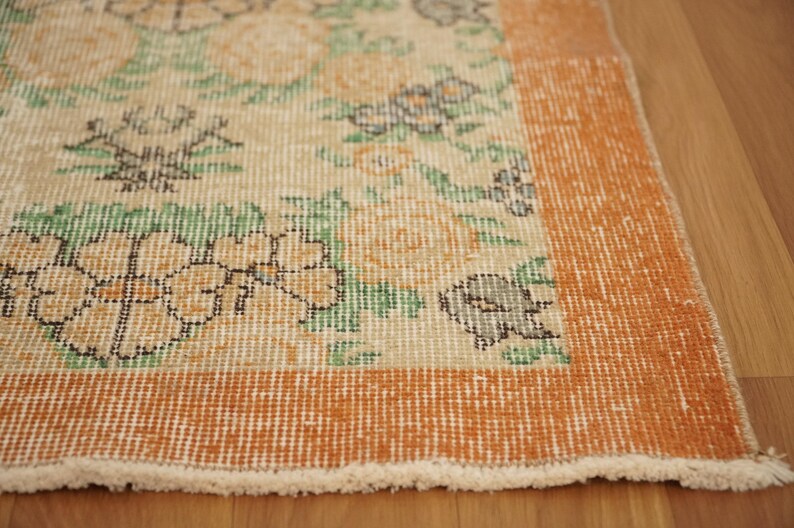 Floral Turkish Rug , Oushak Area Rug , Boho Rug , 3.7 x 6.6 feet , Hand Made Rug , Wool Rug , Living Room Rug , Turkey Rug , GR 912 image 8