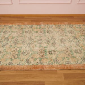 Floral Turkish Rug , Oushak Area Rug , Boho Rug , 3.7 x 6.6 feet , Hand Made Rug , Wool Rug , Living Room Rug , Turkey Rug , GR 912 image 4