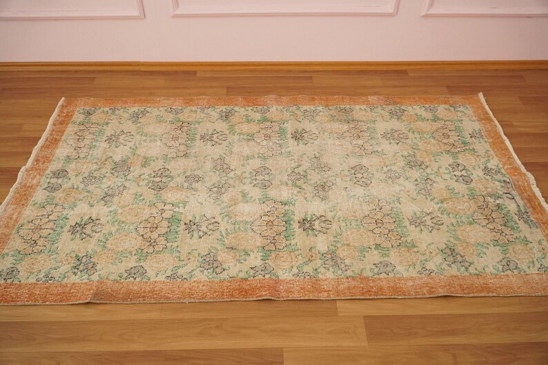 Floral Turkish Rug , Oushak Area Rug , Boho Rug , 3.7 x 6.6 feet , Hand Made Rug , Wool Rug , Living Room Rug , Turkey Rug , GR 912 image 4