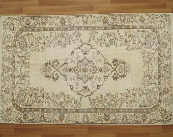 Alfombra para sala de estar, alfombra hecha a mano, alfombra vintage, alfombra turca, alfombra bohemia, alfombra antigua, alfombra anudada a mano, alfombra de lana, 5.5 x 8.7 pies, GR 2061