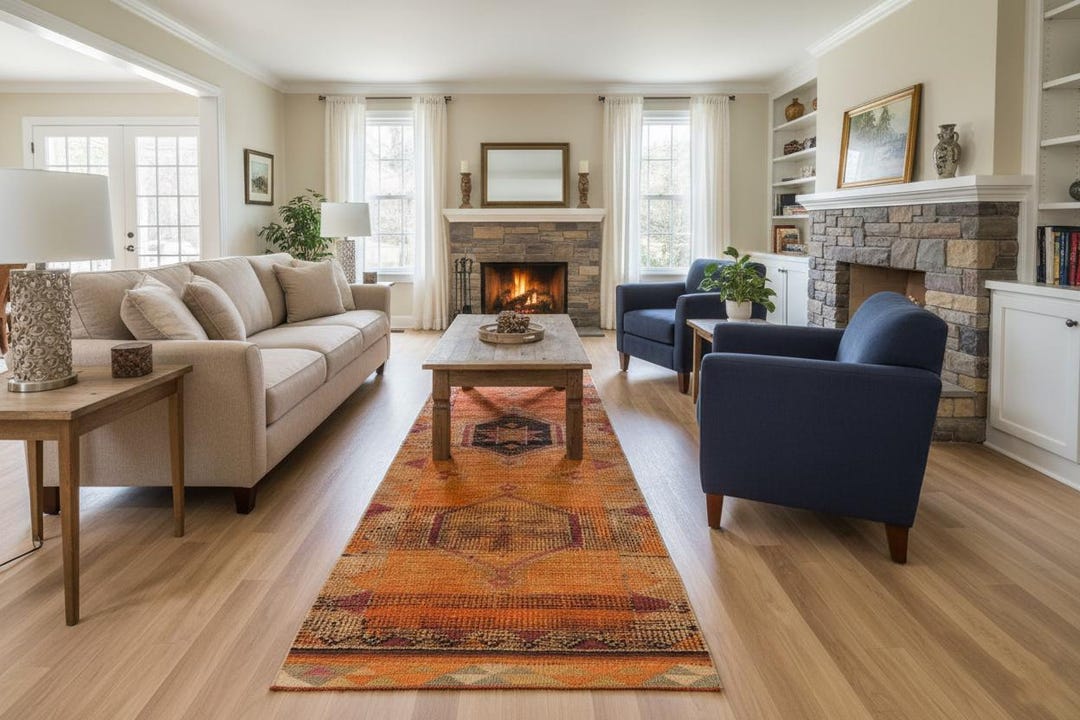 オレンジランナーラグ：ヴィンテージトルコウシャック、ボヘミアン