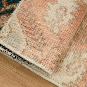 Salmon Color Rug, Front Door Mat, Patchwork Tiny Rug, Cozy Indoor Decor, Bohemian Rug, Handwoven Rug, Ethnic Vintage Rug, 1.5x3 Ft, GR 4537