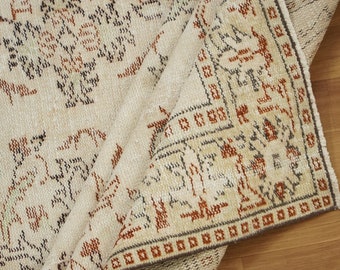 Alfombra de área oriental, alfombra apagada, alfombras para sala de estar, alfombra Oushak vintage, alfombra descolorida, alfombra anudada a mano, alfombra de lana turca, 5,8 x 9,6 pies, GR 1856