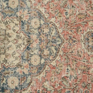 Oushak Area Rug, Stylish Rug, Organic Wool Rug, Turkish Rug, Under Bed Rug, Vintage Rug, Handknotted Rug, Pink Rug, 6.2 x 7.4 feet, GR 157 image 7