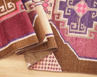 Soft Wool Rug, Vintage Rug, Bohemian Rug, Hallway Rug, Retro Rug, 2.8 x 10.7 feet, Kitchen Rug, Turkish Rug, Stair Treads Rug, GR 1042