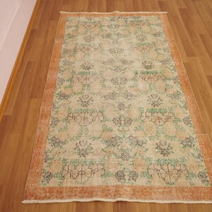 Floral Turkish Rug , Oushak Area Rug , Boho Rug , 3.7 x 6.6 feet , Hand Made Rug , Wool Rug , Living Room Rug , Turkey Rug , GR 912 image 1